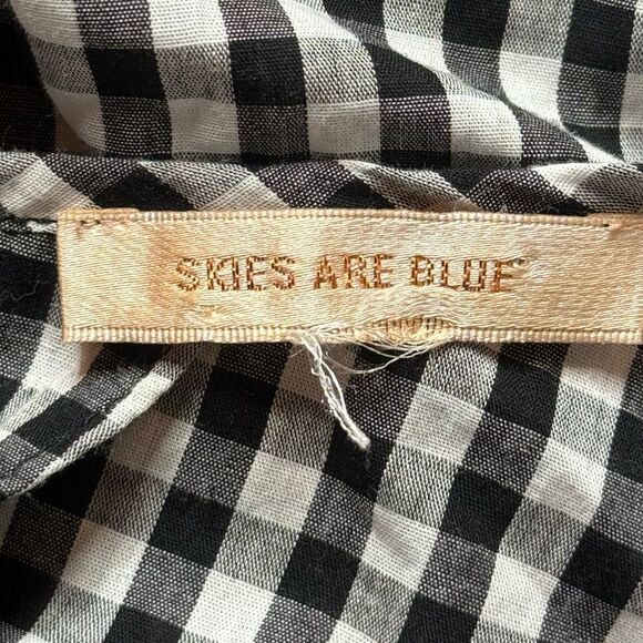 Skies are Blue Black and White Plaid Top size LARGE - Picture 3 of 5